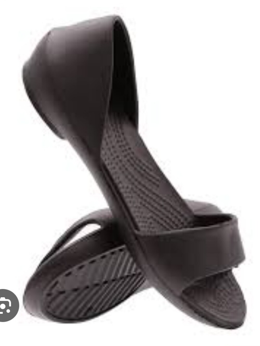 CROCS | US 6 Lina D'Orsay Open Toe Ballet Sandals | black